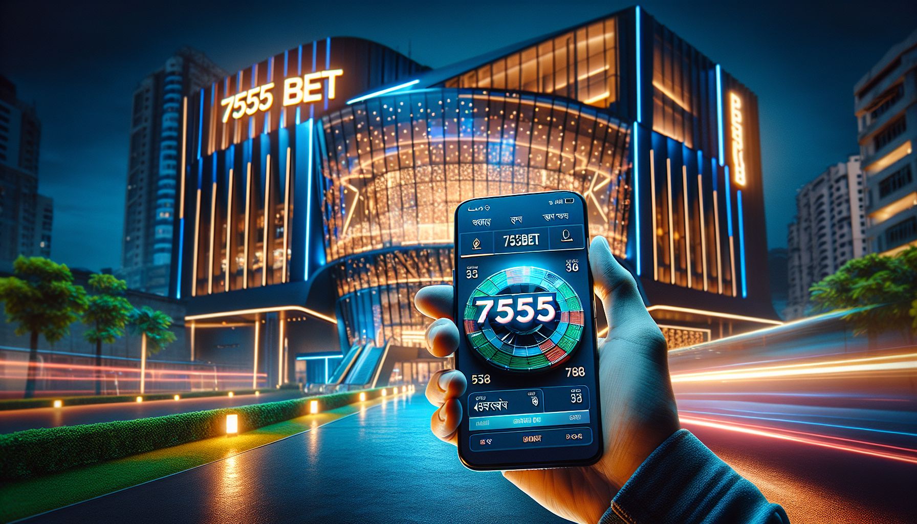 Bangladeshi player viewing the 7555bet app interface on a modern smartphone